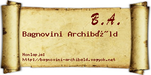 Bagnovini Archibáld névjegykártya